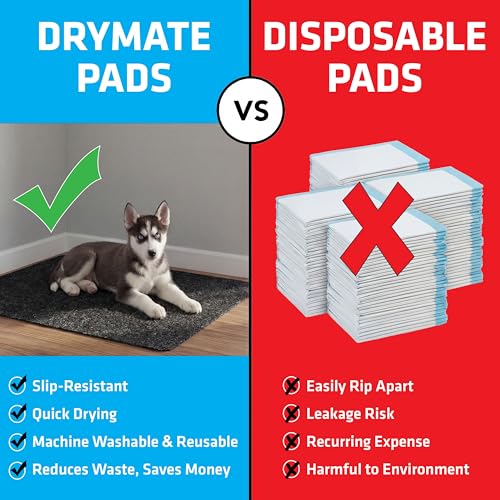 Image of Drymate Jumbo XXL Potty Pad, Dog Playpen Mat Whelping (60x74), Super Absorbent, Waterproof, Slip-Resistant, Machine Washable, Reusable Puppy Pad for Training, Incontinence, Crate, Kennel (USA Made)