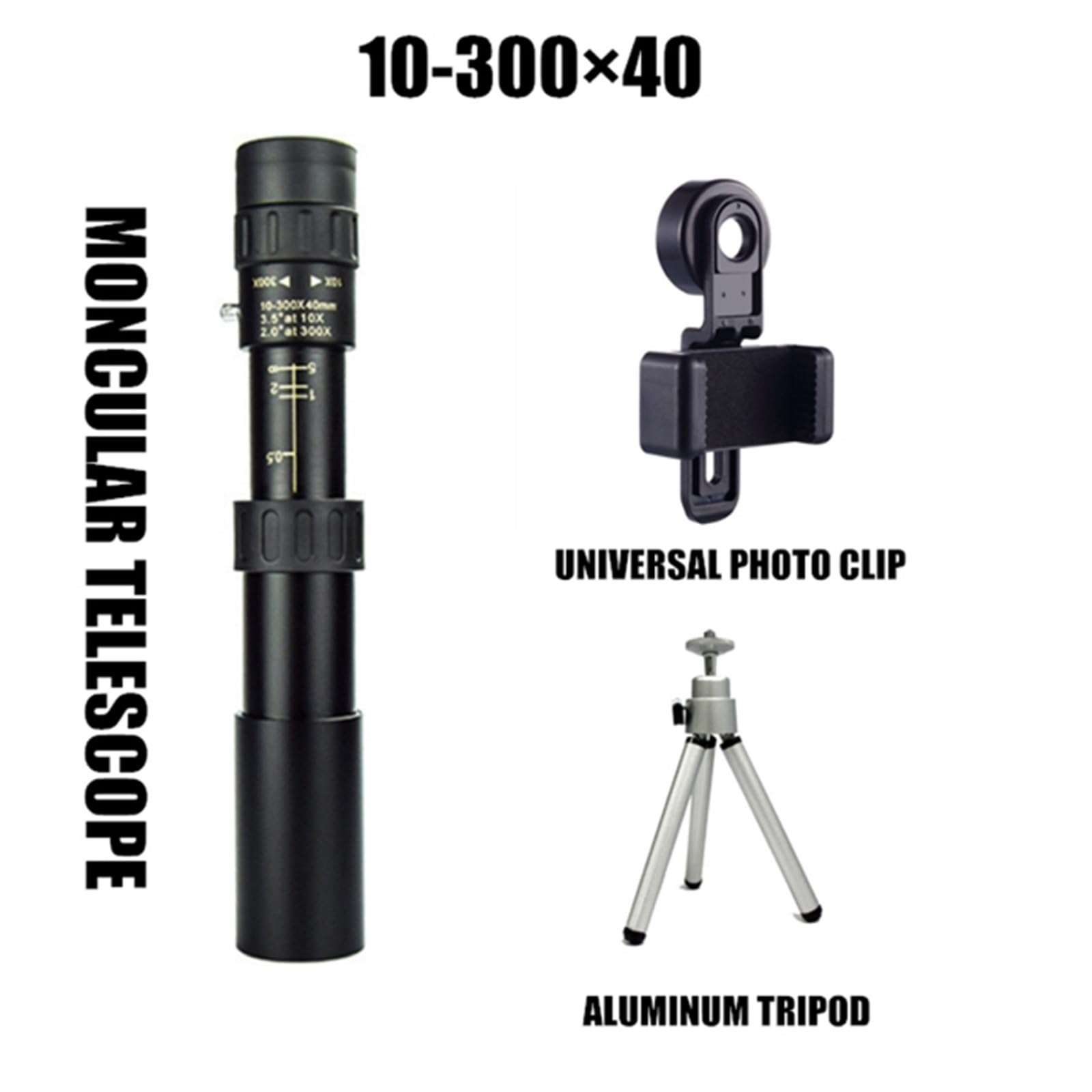 Binocolo Telescopio Zoom Monoculare in Metallo Telescopio Portatile Potente Binocolo con Treppiede e Supporto per Telefono per Campeggio Viaggio