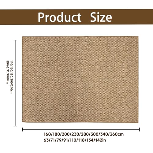 Tapis sisal 140x200 lavable gris antidérapant salon moderne