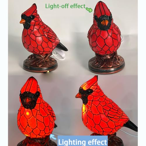 Lámpara de pájaro rojo de resina decorativa para mesita de noche y oficina 3