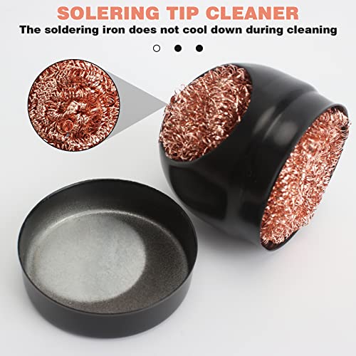 6Pcs Lötspitzenreiniger und Lötkolben-Spitzenreiniger Halter Messing Spitzenreiniger Kit mit 6Pcs Lötspitzen Reinigungsschwamm und 2 Blechschaber zum Reinigen von Lötkolben und Spitzen