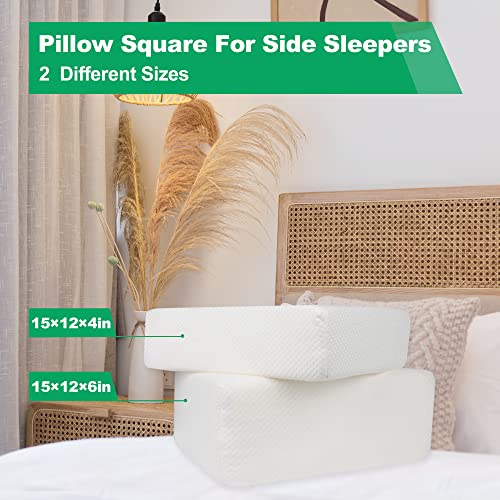 Aotekar Pillows For Side Sleepers(15In/12In/6In) The Cube Memory Foam Pillow For Neck And Shoulder Pain Relief,Head Cushion For Vertebral Protection Travel, White, 15Inx12Inx6In #TOP4