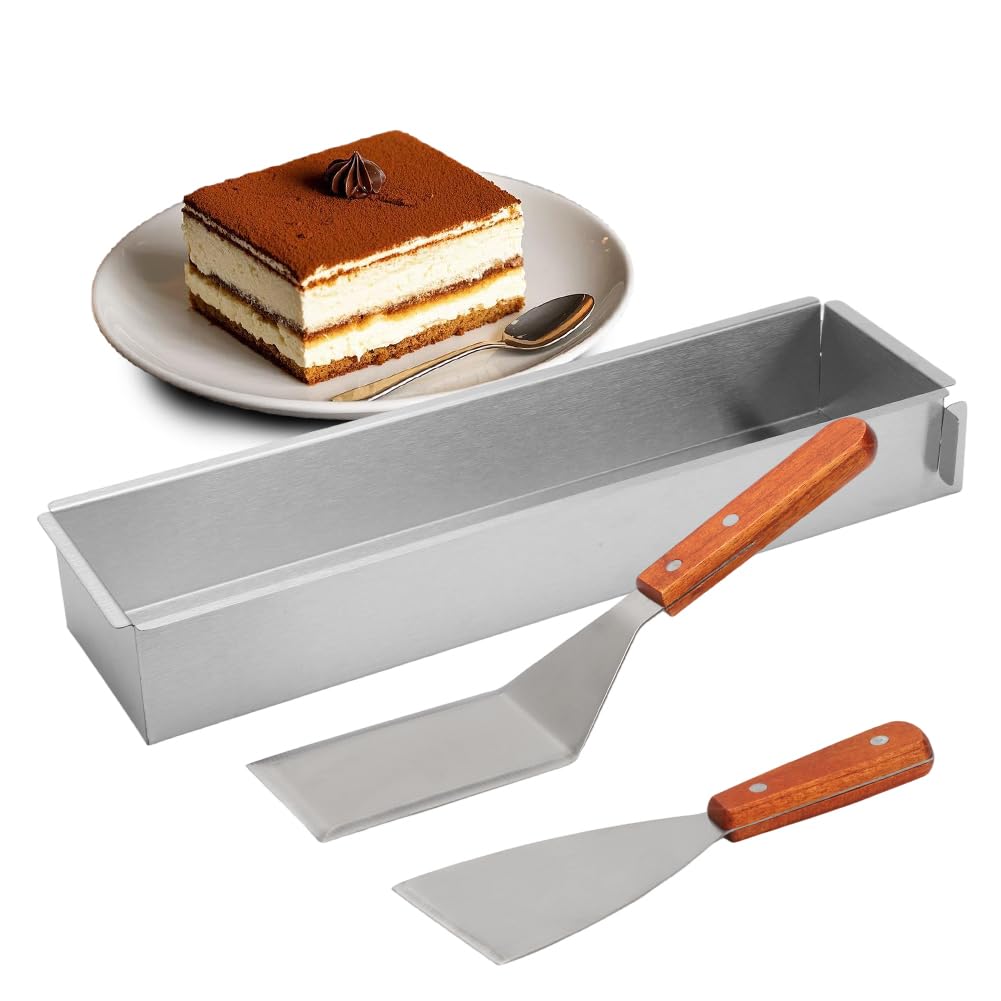 Foremka prostokątna do Tiramisu, Regulowana prostokątna forma do musu na ciasto kanciaste do przygotowywania tortów, pieczenia tostów, chleba, warstwowych ciast na urodziny, imprezę, Święta