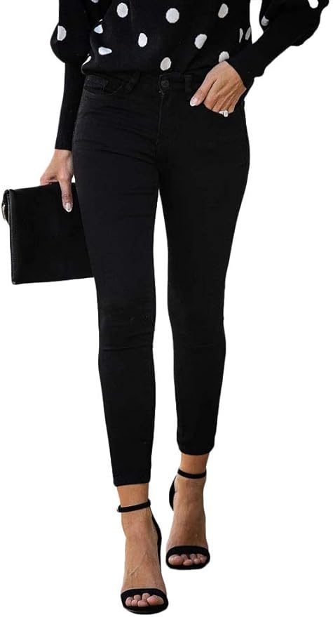 title=ORANDESIGNE Jeans Donna A Vita Media Eleganti Denim Pantaloni Slim Fit Skinny