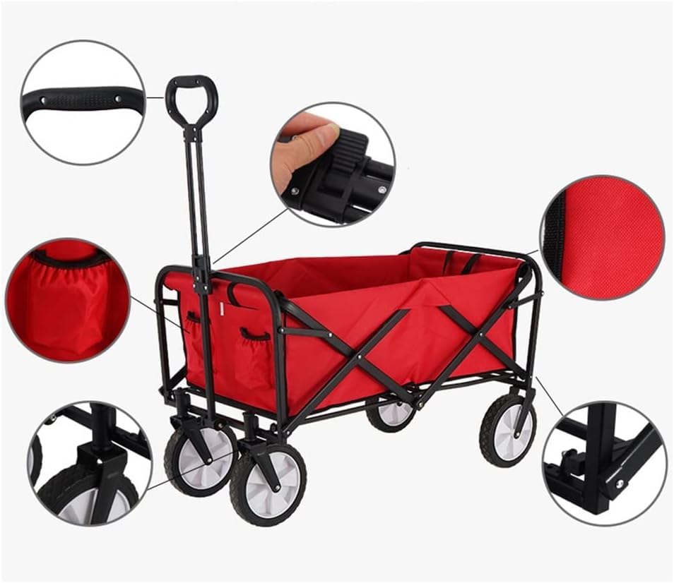 Einkaufswagen, tragbarer Mehrzweckwagen für Zuhause und den Garten, mit Aufbewahrungskorb, zusammenklappbarer Campingwagen, Picknickwagen im Freien, Handwagen, verschleißfestes Rad, leicht, einfa – Bild 5