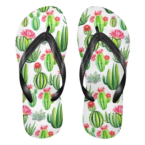 Burbuja Cactus Plants Flip Flops for Women Men, Soft Thong Sandals Rubber Slippers for Pool Beach Essentials