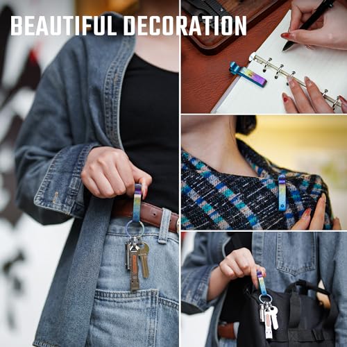 Image of KeyUnity KM00 Titanium Belt Loop Keychain Clip Double Side Quick Release Key Holder with Detachable Key Ring