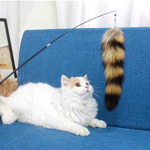 O brinquedo de pena de gato retrátil Adaskala Cat Teaser interativo é um brinquedo de pena de gato q