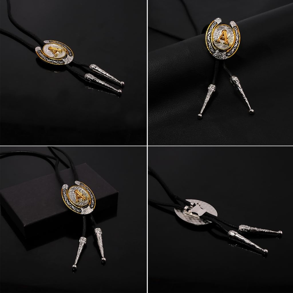 Cravatte da Cowboy, Collana Regolabile Corda di Similpelle con Ciondolo in Metallo
