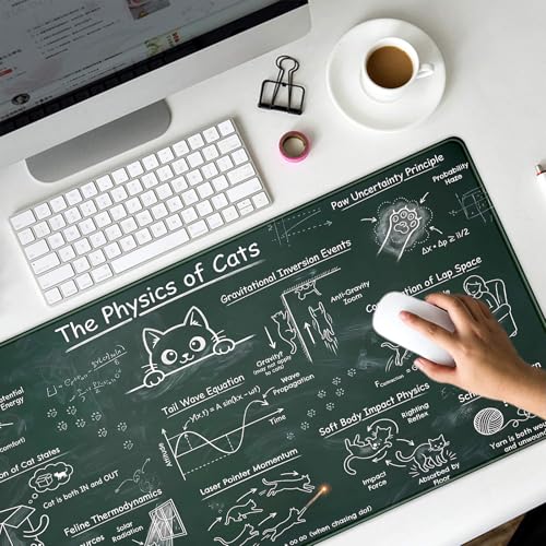 Image of The Physics of Cats Desk Mat Large Mouse Pad Gaming Mousepad XXL Desk Pad 31.5''X15.7'' Extended Big Keyboard Mouse Mat Science Teacher or Cat Lover Gift for Office Decor