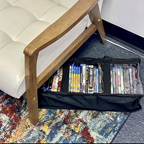 Made Easy Kit Clear Media Storage Bag Compatible with DVDs, Blu-Rays, Video Game Cases, VHS (40 DVD Capacity) with Dividers (Black, 4) - Thumbnail 7