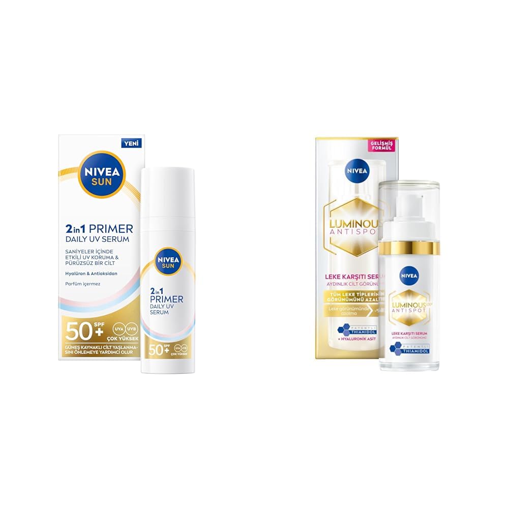NIVEA SUN SPF50 Primer Nemlendirici Makyaj Bazı 30ml ve Luminous630 Thiamidol Leke Karşıtı Cilt Serum30ml