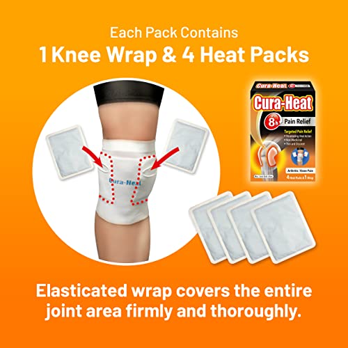 Cura-heat Pack de 4 patchs chauffants pour arthrite du genou