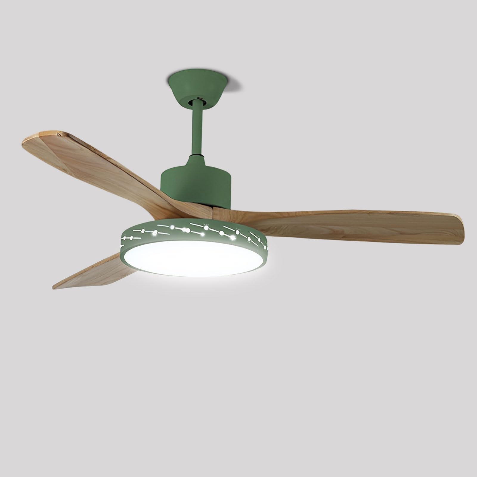 SXDMOUBK Indoor Quiet Ceiling Fans With Lights Remote Dimmable LED Ceiling Fan Light Nordic Ceiling Fan With DC Motor, 3 Wood Blades For Bedroom Lounge Room Living Room