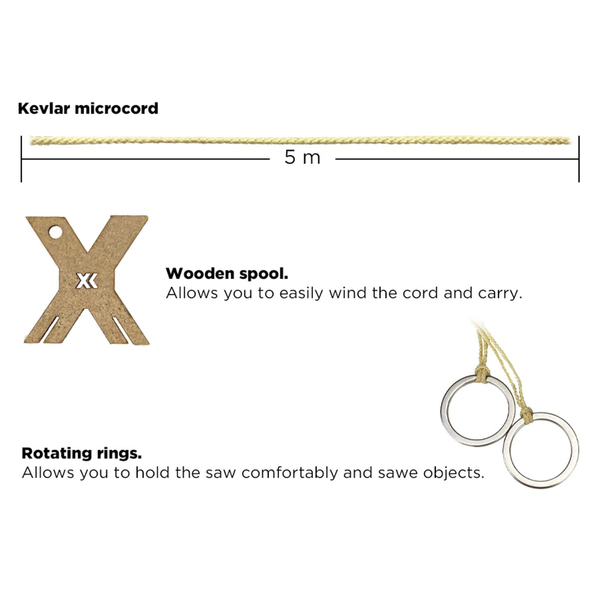 Epic Militaria Paracord Survival-Set mit Kevlar-Säge (Medium, Coyote Brown)