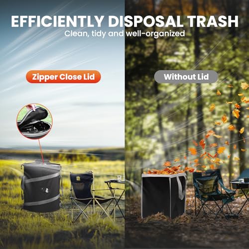 Image of Pop-Up Trash Bin with Removable Divider, 2 Pack, Heavy Duty Bottom, Collapsible Storage for Camping, Laundry, Storage and Garden, Waterproof and Tear Resistance Material with Air Vent