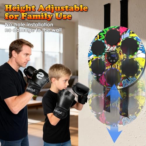 Image of Music Boxing Machine for Kids & Adults - Wall Punching Pad with Lighting, 9-Speed Bluetooth Boxing Game with Gloves, Wall Mounted Exercise Equipment, 2026 Upgrade Boxing Equipment for Kids Age 6+
