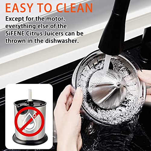 Sifene Electric Citrus Juicer Machine Extractor, Stainless Steel Orange Juicer,2 Cones For Lemons, Limes, Oranges,Grapefruit,With Soft Grip Handle And 150W Motor, Easy To Clean, Anti-Drip Spout #TOP5