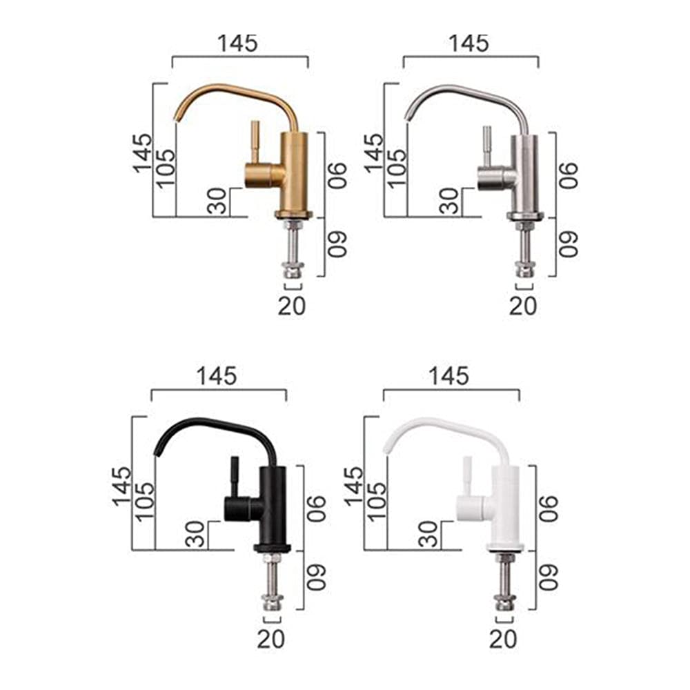 Grifo Cocina Osmosis 1/4” Acero Inoxidable Grifo Recto Orificio Simple Agua Fría Purificador de Agua Grifo-Negro