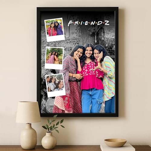 Image of Personalized FRIENDZ Style Portrait Collage Photo Frame | Customized Gift for Best Friends, Boys, Girls, Cousins & College Memories | Birthday, Farewell, Anniversary, Wedding | Glare-Free Laminated Wooden Frame | A5 /A4 /A3