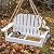 Solution4Patio White Swing Bird Feeder, Squirrel-Proof Metal Mesh Tray with Bench Design, High-Capacity Rust-Resistant Hanging Bird Feeder for Porch & Yard Décor – Easy Fill & Clean