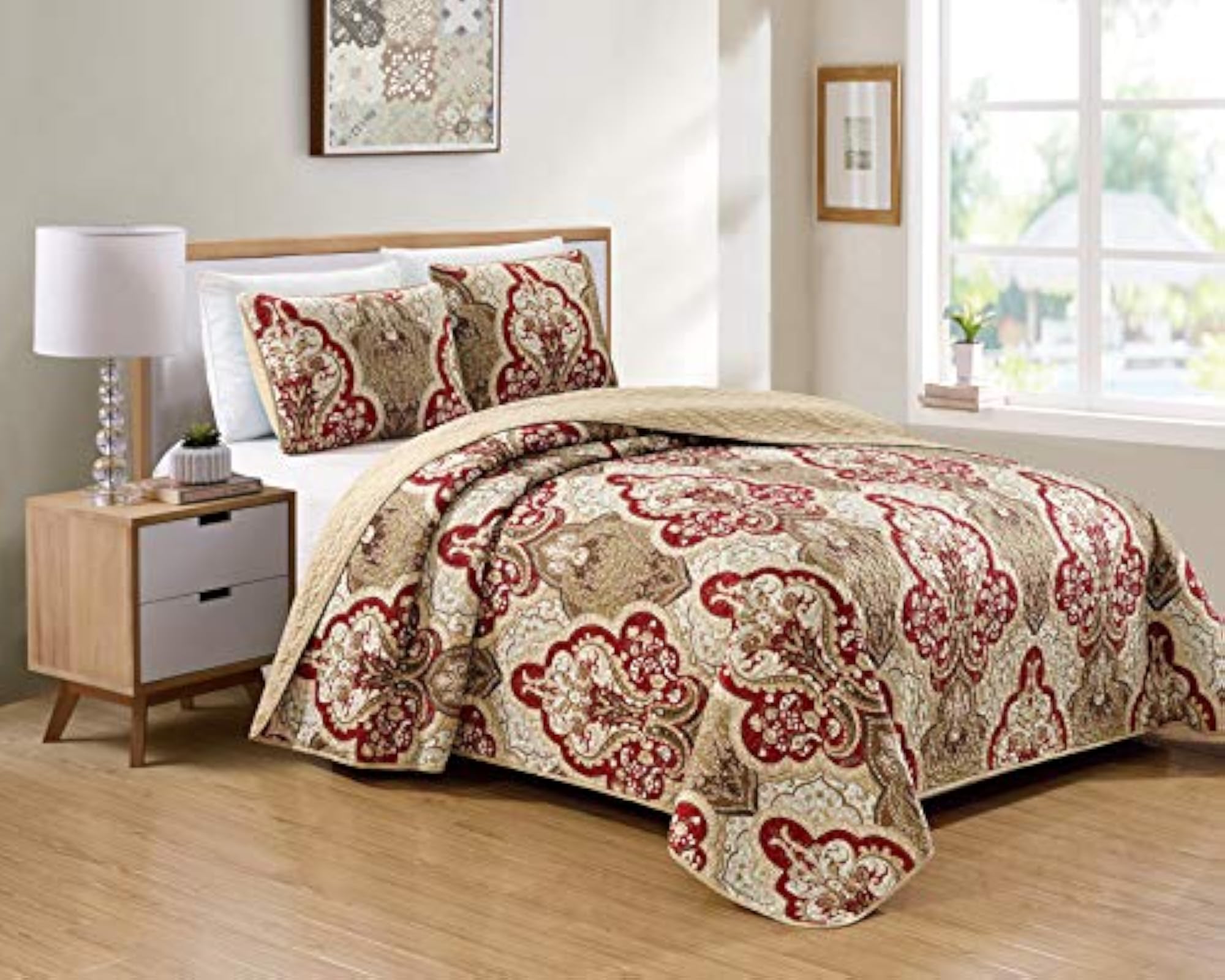 2 Piece Twin/Twin XL Quilted Reversible Coverlet Set