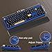 MPTOG Colorful Wireless Computer Keyboard and Mouse Combo with Round Typewriter Keycaps, Retro Design, Power Switch, Ergonomic Design, 2.4GHz Wireless for Windows, Mac, PC(Black-Blue)
