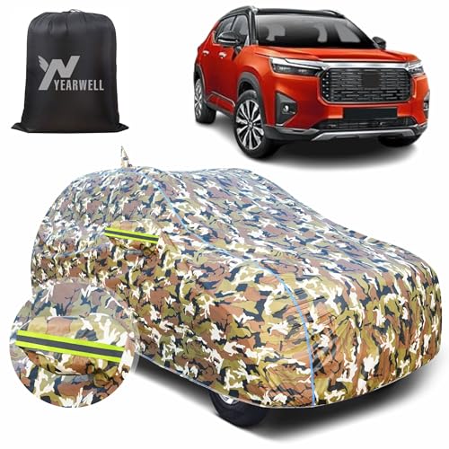 Image of Car Body Cover for Honda Elevate, 100% Waterproof with Mirror & Antenna Pockets, Military Print Design, UV & Dust Protection, Triple Stitched, Sky Piping & Reflector (Jungle Print)