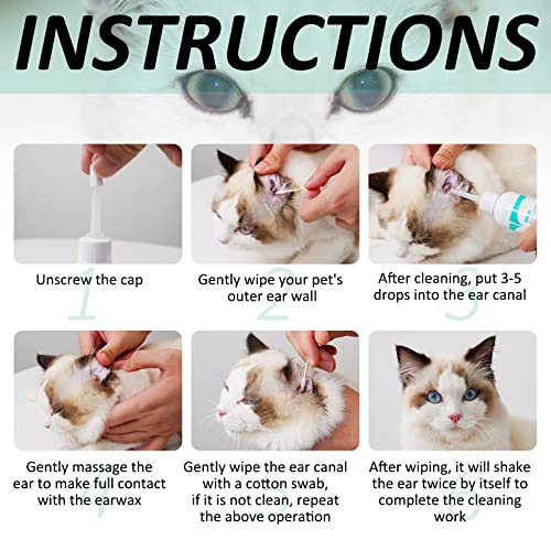 APCKFLEE Ohrenreiniger für Hunde, Ohrentropfen Ohrentropfen Milben, Ohr Reinigen fü Hunde, Katzen und Alle Anderen Tiere (60ML)