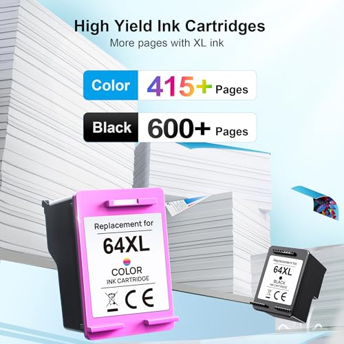 image for Adoccur 64XL Ink Cartridge Replacement for HP Ink 64 HP 64 Ink for HP 
