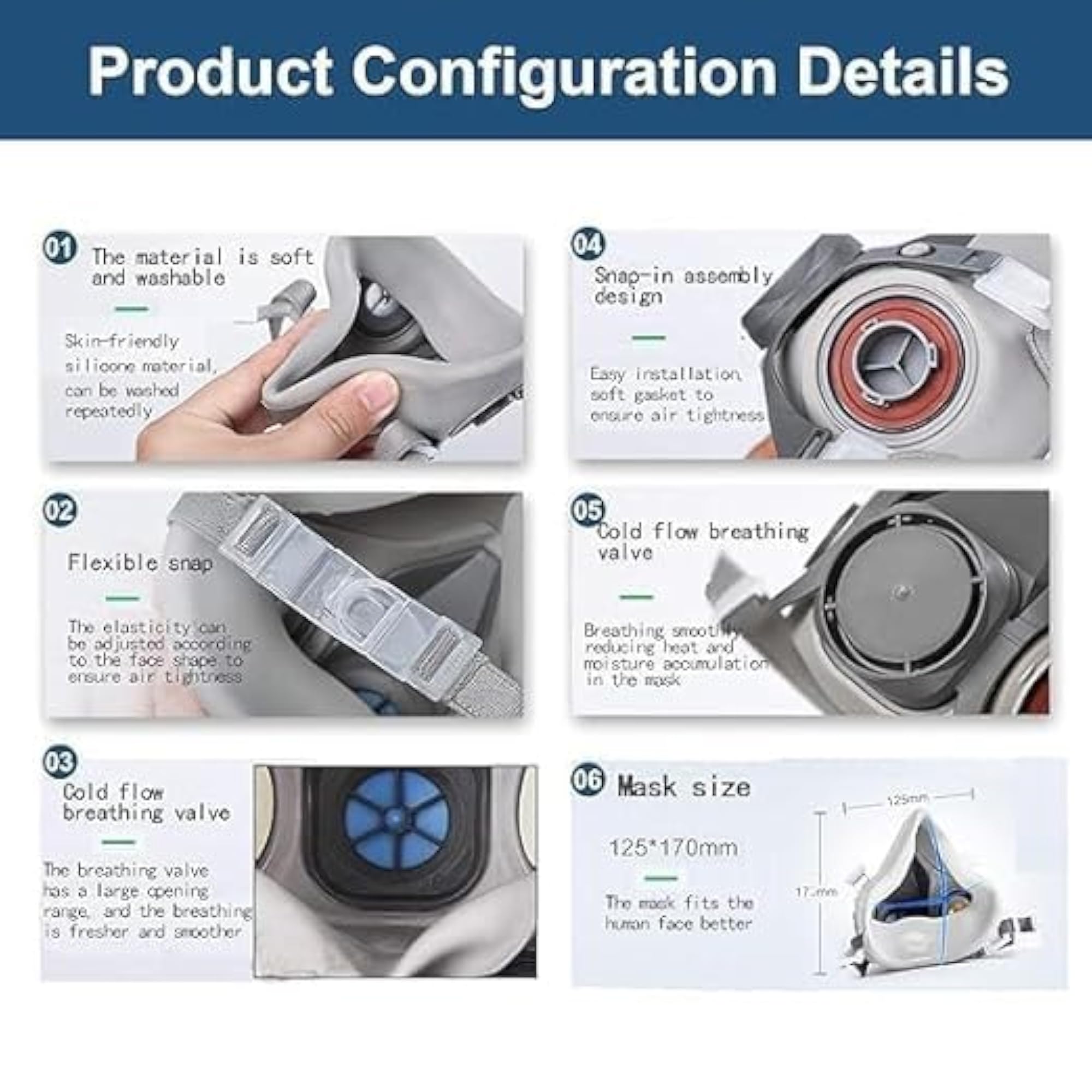 Reusable Respirator Gas Mask Face Cover with Filters