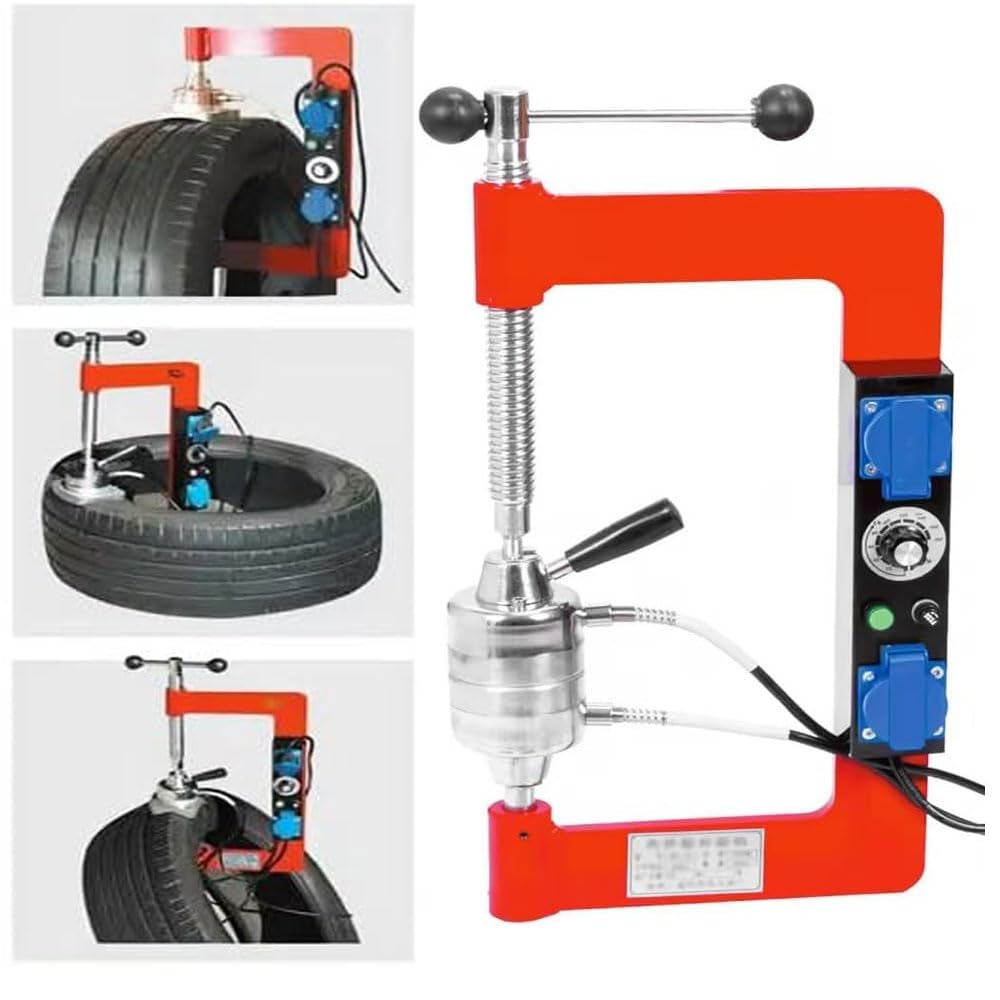 Macchina per la riparazione di pneumatici, sistema di vulcanizzazione sottovuoto automatico da 500 W con 8 stampi, kit di strumenti per la riparazione di pneumatici e riscaldamento, intervallo di