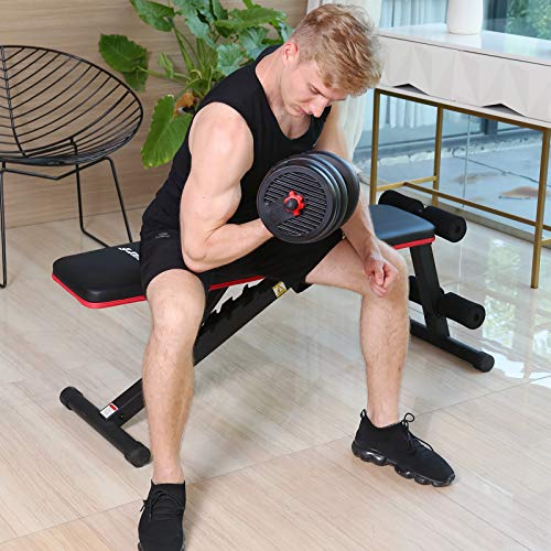 Komsurf Adjustable Weight Bench Press, Foldable Workout Bench for Home Gym, Full Body Workout Strength Training, Exercise Equipment Body Gym System
