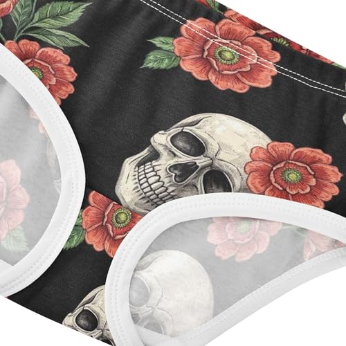 Cotton Toddlers Underwear Floral Embroidered Skulls Red Floral Black Panties for Girl Animal Briefs Undies Kids 2t4