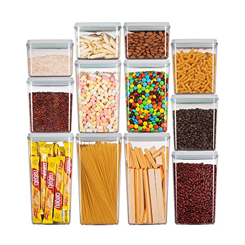 Ankou Pop Airtight Food Storage Containers with Lids for Kitchen Pantry Organizing Stackable Container for Cereal Snack Flour Sugar Coffee Spaghetti -12 Pcs(1.2, 2.0, 2.7, 3.3qt)*3