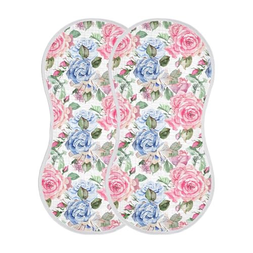 xigua Watercolor Roses Muslin Baby Burp Cloths Set of 1, Super Soft & Absorbent Burping Rags, Cotton Burp Clothes Shower Gift for Newborn, Baby Girls and Boys2
