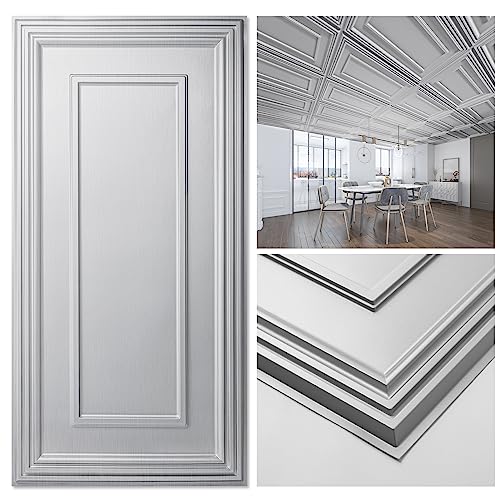 Image of Art3d Drop Ceiling Tiles, 24x48in. Argent Silver (12-Pack)