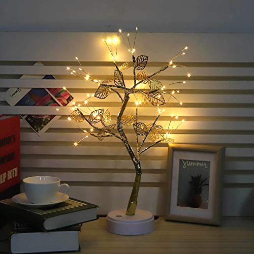 SuHuYuHuJia Lampada Bonsai con Foglie Dorate a