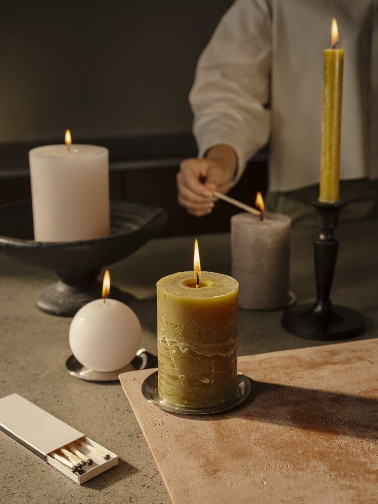Set di 4 candele rustiche, 7 x 7 cm, durata della combustione: 25 ore, senza fuliggine, per candelabri, candelabri, Natale, decorazione, gastro, matrimonio, candela, corona dell'Avvento, Avvento