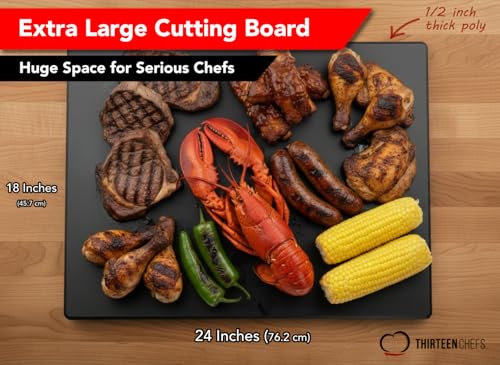 Tabla de cortar rectangular negra 24x18 pulgadas HDPP miniatura 2