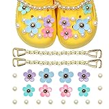Flower Shoes Charms for Girls & Women Shoe Charms for Croc Bling Shoe Decoration With Chains for Clo