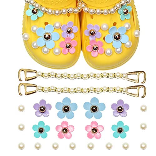 Flower Shoes Charms For Girls & Women Shoe Charms For Croc Bling Shoe Decoration With Chains For Clog Sandals Kawaii Shoe Accessories For Adults Kids Teens #TOP1