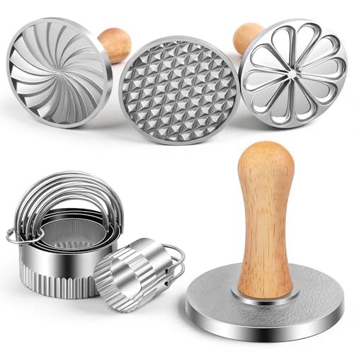 Cookie Stamps Set of 8, 3 Pcs Metal Cookie Press Mold with Wooden Handle, 5 Size Cookies Cutter Tool, Cookies Embossing Stamp Mold for DIY Baking, Cake, Christmas, Pastry, Easy to Use, Gift Package Cookie Stamps Set of 8, 3 Pcs Metal Cookie Press Mold with Wooden Handle, 5 Size Cookies Cutter Tool, Cookies Embossing Stamp Mold for DIY Baking, Cake, Christmas, Pastry, Easy to Use, Gift Package