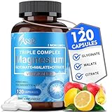ASSR Triple Magnesium Complex - 300mg Magnesium Supplement Pure Magnesium Glycinate & Malate & Citrate for Sleeping, Energy, and Relaxation Support, High Absorption, Vegan, Non-GMO, 120 Capsules