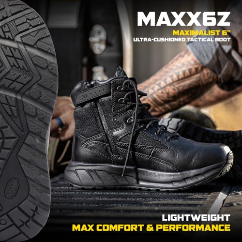 TACTICAL RESEARCH TR MAXX 6Z 6" and MAXX 8Z 8" Ultra-Cushioned Maximalist Black Tactical Boots for Men with Zipper - Designed for Police, EMS, and Security with Slip-Resistant Vibram Outsole2