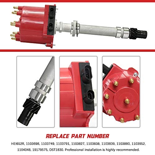 Ignition Distributor Compatible with 1987-1997 GMC Chevy 5.0L 5.7L 7.4L C/K Pickup Truck Van Big Blocks Small Blocks 305 350 454 HEI652R Red Cap