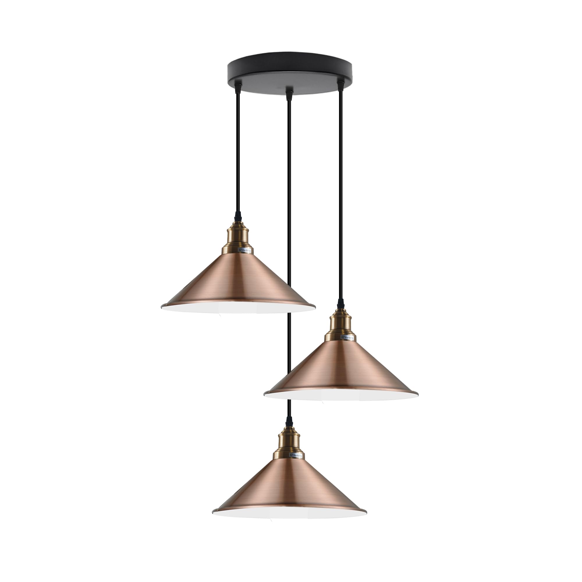 LEDSone 3 Head Ceiling Adjustable Pendant Hanging Ceiling Lighting Fixture with Metal Cone Shade Pendant Light Kitchen Restaurant Bar Balcony Restaurant