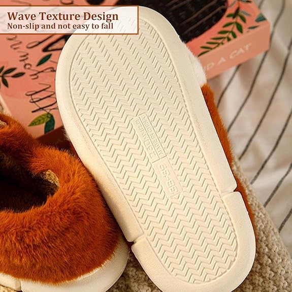 Women's cat claw slippers, cat foot slippers, women's cute funny 3D cat claw cartoon slippers, warm and fluffy winter home shoes 5