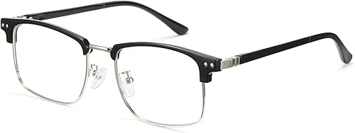 Cyxus Gafas de bloqueo de luz azul para hombre, gafas de juegos de computadora sin montura para juegos, gafas cuadradas de moda para hombres 8133