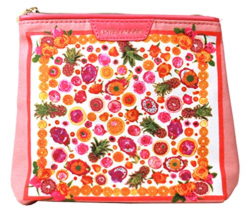 Estee Lauder Cosmetics Makeup Travel Bag (Amba Living x Estee Lauder â‰ˆ Coral Print)